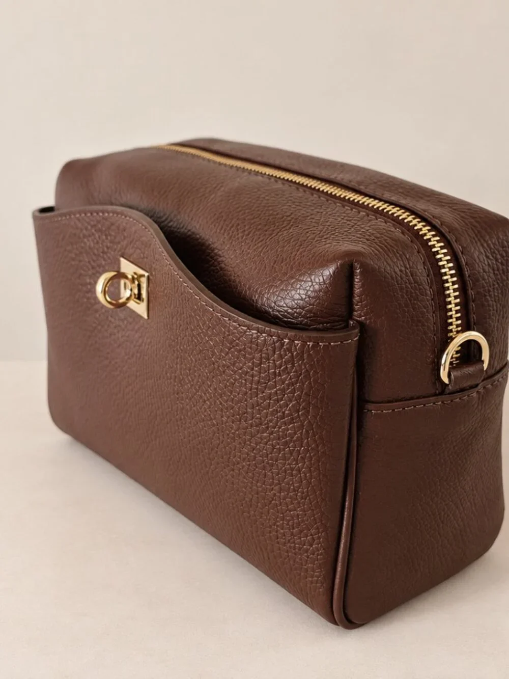 Cognac Genuine Leather Crossbody Bag, Italian Leather Shoulder Bag
